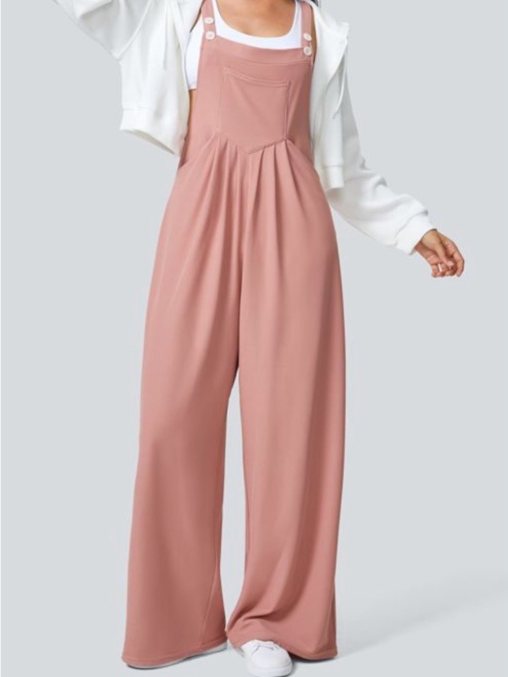 Women's Pink Wide-Leg Overalls Jumpsuit - Picture 4 of 14